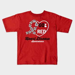 Go Red Heart Disease Awareness Cartoon Kids T-Shirt